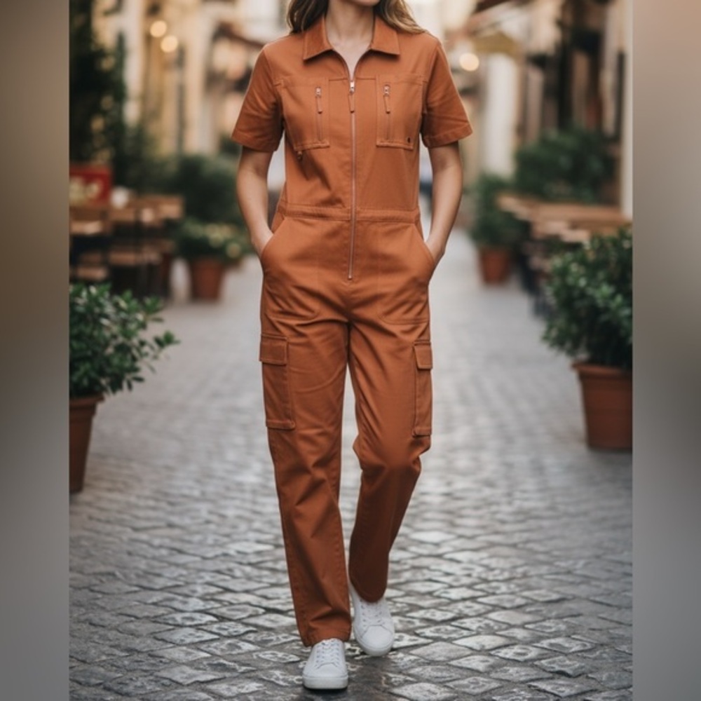 Wondery Coral Juniper Camp Jumpsuit New with Tag Size XS
